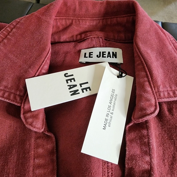 🔥Le Jean Eliza Brown Denim Asymmetrical Hem Shirtdress - Picture 13 of 16